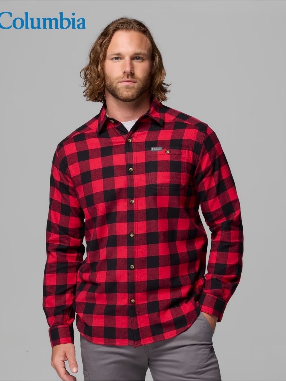 NWT Columbia Red Flannel Button Up